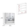 Tuhome Jaspe Mirror Cabinet, Three Internal Shelves, One Open Shelf, Double Door Cabinet, White GLB5550
